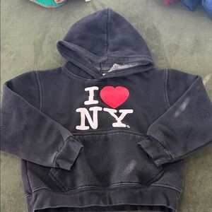 Kids Black Hoodie with I Love NY Design